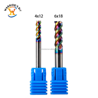Fraise à queue en spirale Warrior's Bit en carbure hautement poli avec revêtement coloré en aluminium, commande CNC, 6mm/8mm, fraise à face 3 cannelures, ODM OEM