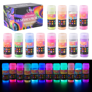 ผงสีเรืองแสง LEQU Happy And Fun 12 สี สำหรับตกแต่งเล็บ งานเรซิ่น และงานประดิษฐ์ต่างๆ - Product Image 1
