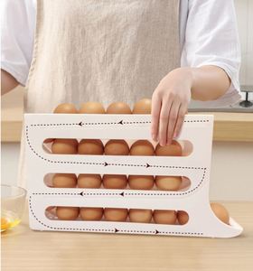 Nouvelle vente chaude JIN'AI boîte de réfrigérateur de stockage d'oeufs en caoutchouc de silicone à 4 couches avec roulement automatique et conservation de la fraîcheur - Product Image 6