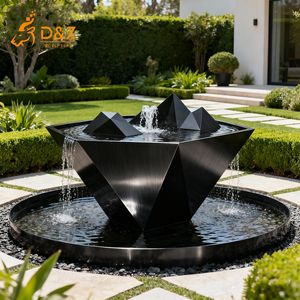 D & Z Art Group รูปปั้นน้ำพุสแตนเลสทันสมัยคุณลักษณะน้ำในสวนตกแต่งภูมิทัศน์กลางแจ้ง - Product Image 2