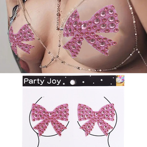 Bow Shape Sparkle and Shine Sensual Adhesivo Nipple Covers Sexy Nipple Pasties Dance para <span class=keywords><strong>mujeres</strong></span> - Product Image 4