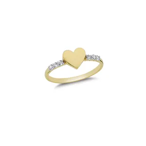 14K ठोस सोने की अंगूठी वेडिंग बैंड सोने की अंगूठी महिलाओं के लिए प्रेमी कल्पना गहने हीरे की कटौती दो टोन 2 ग्राम सोने के दिल आभूषण