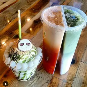 2023 nóng bán sang trọng dùng một lần đôi vài bong bóng nước ép trà sinh tố PP nhựa chia BOBA cup