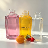 Bouteilles en verre réutilisables tendance de qualité alimentaire 8oz 12oz 16oz avec couvercles métalliques pour jus pressé à froid, boissons, lait, thé, café infusé à froid