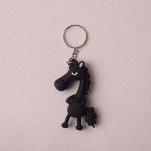 Cute 3D Horse Shaped Keychain Ornament Lucky Horse <b>Mascot</b> Cool Black Plastic Doll - Product Image 6