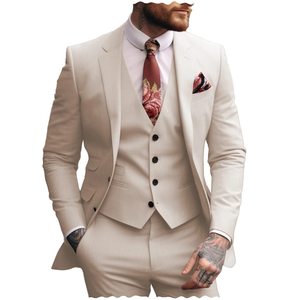 Trajes formales de solapa de muesca azul marino para hombre, trajes de esmoquin de boda hechos a medida, chaqueta de ajuste Regular de <span class=keywords><strong>3</strong></span> piezas, chaleco y pantalones para fiesta de graduación - Product Image 4