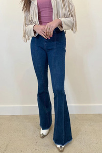 Ladies Skinny Slim Bell-Bottom Front Pockets <strong>Red</strong> Star Decoration Flare <strong>Jeans</strong> <strong>Women</strong> Fashion - Product Image 6