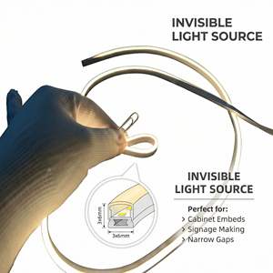 Bande lumineuse LED néon flexible en silicone ultra-mince 3x6mm DC 24V, 168 LED/m SMD 2216 CRI 90 IP67 étanche - Product Image 3