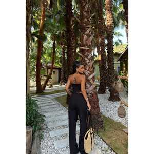 Conjunto de Traje de Lino Negro Henri para Mujer - Product Image 1