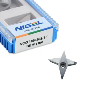 NIGEL Quenched Steel PCD Inserts VCGT160408 High Hardness CNC Turning Tools For Cutting Heat Treatment OEM ODM Support