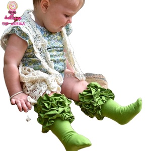 Katı zeytin üçlü fırfır diz yüksek bebek çorap bacak isıtıcıları örme pamuk okul kız çocuk fırfır buzlanma Boot çorap - Product Image 1