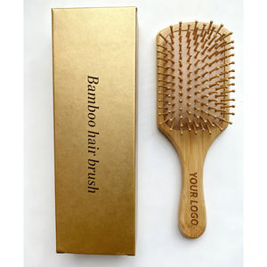 Sisir kantong udara bambu kayu alami ramah lingkungan 100% sisir sikat rambut pijat gagang Logo sesuai pesanan - Product Image 1