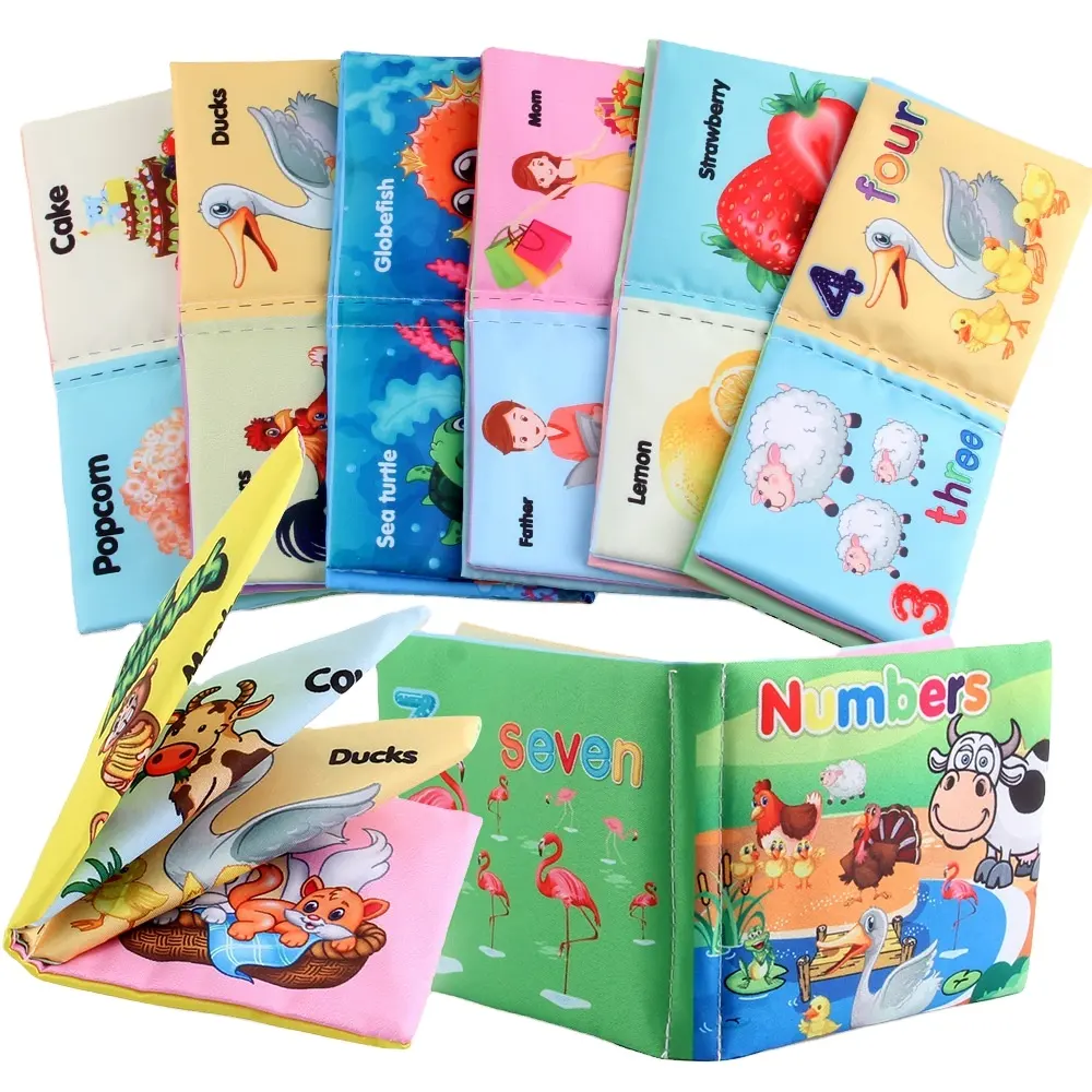 High Quality 8 pages Toddler Baby Educational Cloths Books Soft Cloth Book Infant learning tool quiet book for babies