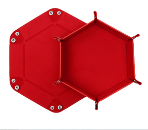 Plateau de rangement de bureau en cuir PU et velours de haute qualité, pliable, pour DND et autres jeux de table, plateau à dés hexagonal roulant - Product Image 1