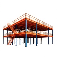 HONGXIN Étagère de mezzanine robuste en acier laminé à froid sans boulons, personnalisable, 2/3 niveaux, avec revêtement en poudre pour protection contre la corrosion
