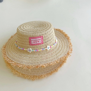 Sombrero de Paja para Niña, Diseño Nuevo 2027, con Cuentas y Flores Pequeñas, Lindo y Dulce, Sombrero de Verano, Sombrero de <span class=keywords><strong>Pescador</strong></span> para la Playa - Product Image 2