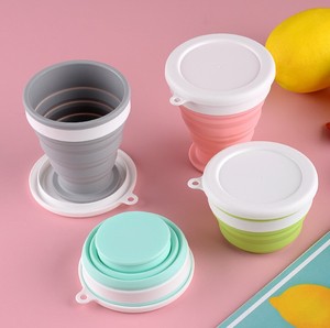 Hiking Outdoor Durable Foldable Food Grade Silicone Drink <b>Mug</b> Cup with Lid - Product Image 6