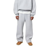   Pantalon de survêtement ample en molleton brodé pour hommes grands et corpulents, taille haute, en coton, avec cordon de serrage, coupe large