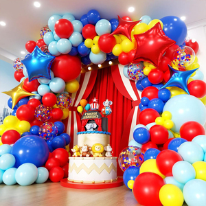 Décorations de fête d'<span class=keywords><strong>anniversaire</strong></span> pour enfants sur le thème du carnaval, série <span class=keywords><strong>rouge</strong></span>, jaune, bleu, arches de ballons de cirque, couronne de ballons en latex - Product Image 1