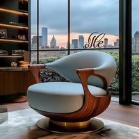 Nouveau Style chinois chaise ailée en cuir rotatif réglage de levage personnalisable Villa balcon lumière luxe Simple haut de gamme