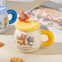 500ML vente en gros créatif mignon dessin animé Snoopys tasse à café en céramique avec couvercle et paille pour cadeau