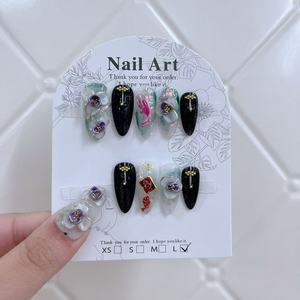 Ongles en gel 3D pré-dessinés à marque privée, faits à la main, faux ongles de luxe, haute qualité, 10 pièces, ongles en acrylique premium à presser - Product Image 5