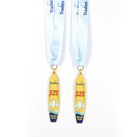 Médaille de surf personnalisée avec logo, en alliage de zinc, émail souple, placage or, pour événements aquatiques de surf, avec ruban imprimé