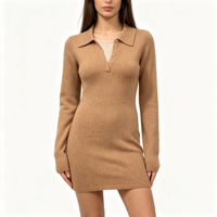 Pull-over élégant et décontracté pour femme Edna, de haute qualité, avec patte de boutonnage, jaune, tendance, léger et chaud, pour l'hiver et l'automne, style polo