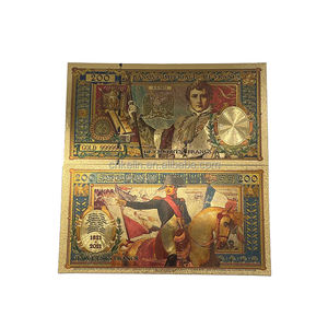 Collection de souvenirs Napoléon, cadeau, billet de banque en plastique plaqué or 24 carats de 200 FRANC en stock - Product Image 1