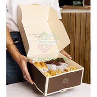 Emballage de boîte à biscuits de qualité alimentaire de couleur personnalisée avec emballage en papier ciré emballage de boulangerie boîte de livraison ondulée pour 6 biscuits