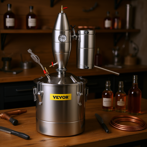 Kit de destilación casero Vevor de 70L de acero inoxidable 304 con termómetro para la elaboración de vino, whisky y brandy - Product Image 2