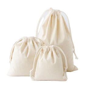 Custom Eco Friendly Organic Muslin Cotton Pouch Promotional Small <b>White</b> Calico Cloth Canvas Drawstring <b>Bag</b> With Logo Printed - Product Image 1