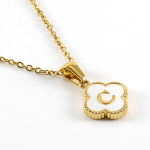 Wholesale <b>Choker</b> 18k Gold Clover <b>Shell</b> Initial 26 Letters Girls Pendant Charm Stainless Steel Jewelry - Product Image 1