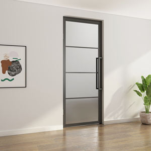 매트 유리가있는 내부 스틸 프레임 스윙 도어 도어 도어 손잡이가있는 내부 힌지 도어 - Product Image 5