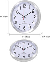 Atomare Analoge Wanduhr, Funkgesteuerte Automatisch Einstellbare Wanduhr, Aluminiumrahmen-Wanduhr für Zuhause, Schule, Büro