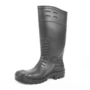 YL6092 Wholesale Black Knee-high Outdoor Anti-slip PVC Waterproof <strong>Men's</strong> <strong>Wellington</strong> Rain <strong>Boots</strong> for Farm - Product Image 1