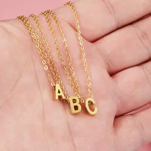 Fashion Tiny Initial Anhänger 18 Karat Gold Edelstahl Brief Halskette