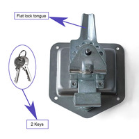 Loquet à panneau pliant en acier inoxydable poli avec poignée en T et couvercle anti-poussière pour camping-car, camion, boîte à outils, avec clé