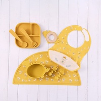 Ensemble d'assiettes personnalisées en silicone pour bébé, bavoir étanche, cuillère, bol pour enfants