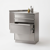 Ensemble d'armoires de rangement en acier inoxydable, combinaison de placards à tiroirs, ensemble d'armoires de cuisine pour restaurant avec tiroirs et portes