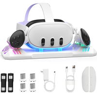 Base de charge Chargeur rapide 30W pour accessoires Meta Quest3/3S VR Support de charge Station de charge RVB Dock avec batterie adaptateur