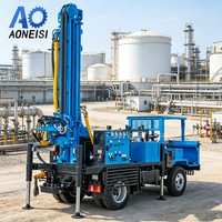 Foreuse hydraulique montée sur camion de 4,95 T pour puits d'eau, profondeur 260 m, vitesse de déplacement 50 km/h, machine de forage diesel pour trous profonds