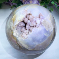 Déstockage : Sphères de cristal naturel, géodes d'améthyste rose, pierres naturelles de couleur violette avec sphères de druse à vendre