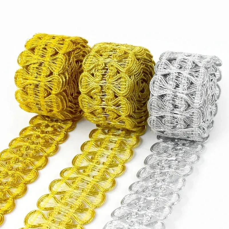 Meetee KY404 3,5 cm oro plata tejido encaje ajuste ropa bolsa cinta decorativa vestido cinta DIY materiales de costura Accesorios