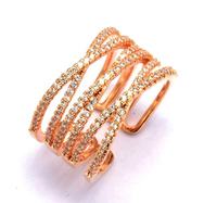 Anneaux en argent plaqué or blanc pour femmes, zircone cubique, double doigt, creux, argent sterling 925