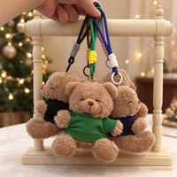 Porte-clés en peluche ours avec logo personnalisé 10CM, idéal pour sac à dos, cadeaux promotionnels d'entreprise, porte-clés jouet en peluche