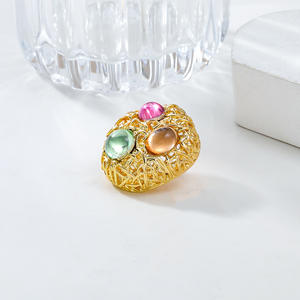 2024 Fashion Jewelry Women's Bohemian Women Bohemian <strong>Bird</strong> <strong>Nest</strong> Alloy Woven Round Earrings Resin Round <strong>Gold</strong> Stud Earrings Jewelry - Product Image 5