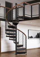 Escalier en spirale en alliage d'aluminium personnalisé avec marches en verre colonne centrale escalier en spirale