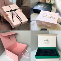 Boîte cadeau en papier magnétique vert et noir avec logo personnalisé de luxe, recyclable, pliable, rigide, avec couvercle magnétique
