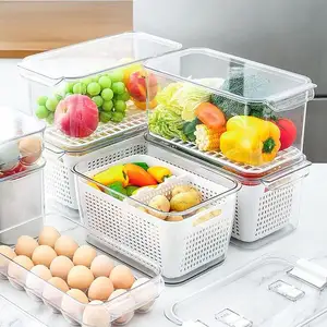 Choice Fun Plastic Food Storage Box 2 Layer Drain Basket Kitchen Fruit Vegetable Washing Drying Storage Strainer Basket strainer